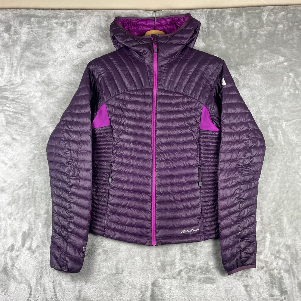 Eddie Bauer Puffer Jacket Womens S Purple First Ascent StormDown 800 Hooded